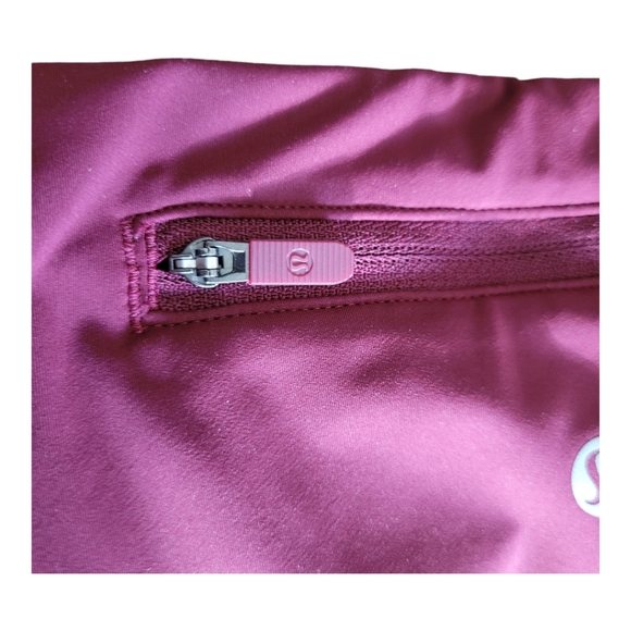 Lululemon Zip the Line Crop Deep Ruby Poppy Coral Breathable Mesh Leggings 6 - Picture 6 of 16